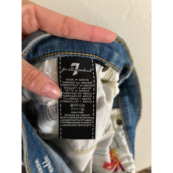 7 For All ManKind Jeans Women's 27 Roxanne Ankle Skinny Blue Denim Embroidered - Picture 11 of 14